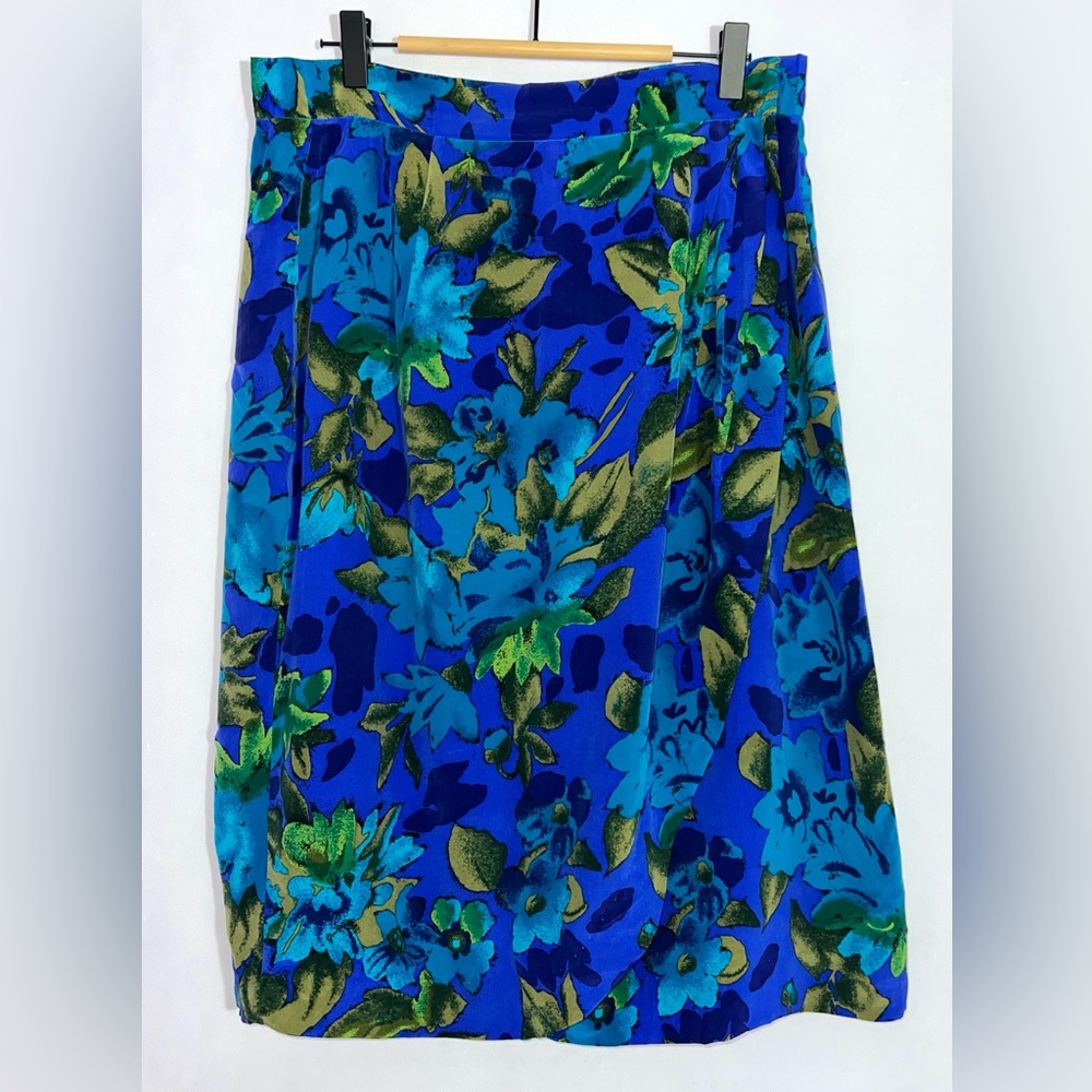 Barrie Pace 100% Pure Silk Floral Wrap Skirt Size 10 Lined